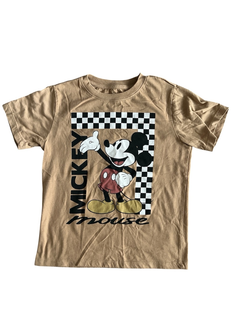 Mickey Mouse Tan Kids Graphic Tee Size Medium